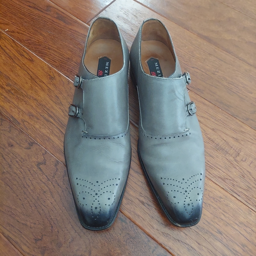 Mezlan Gray Leather Oxfords